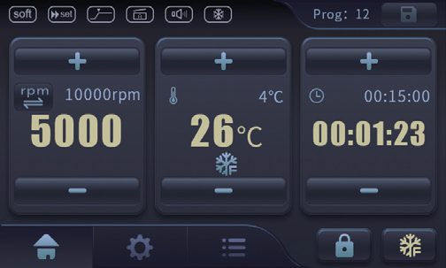 M1324R touch screen showing speed, temperature and time